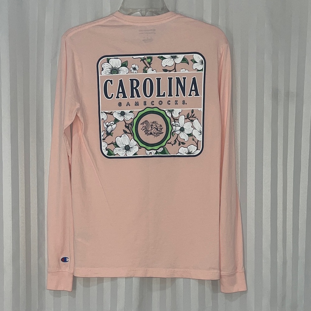 Champion South Carolina Gamecocks Graphic Long Sleeve Pocket Tee in Pink NWOT